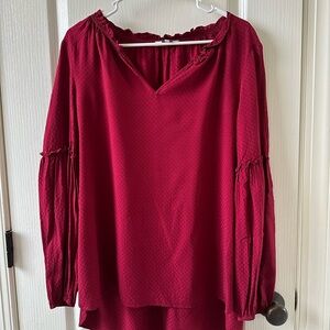 Crown and Ivy large Red V-Neck Blouse top